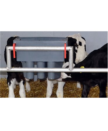 Hranitoare compartimentata vitei cu 3 tetine, Milk Bar, fixare pe grilaj metalic