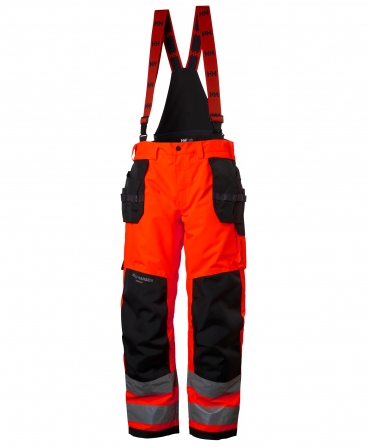 Pantaloni de lucru de iarna Helly Hansen Alna Winter Construction, reflectorizanti, HVC2, rosu/negru, fata
