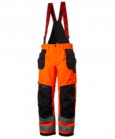 Pantaloni de lucru de iarna Helly Hansen Alna Winter Construction, reflectorizanti, HVC2, portocaliu/negru, fata
