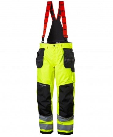 Pantaloni de lucru de iarna Helly Hansen Alna Winter Construction, reflectorizanti, HVC2, galben/negru, fata