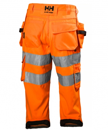 Pantaloni de lucru trei sferturi Helly Hansen Alna Pirate, reflectorizanti, HVC1, 2, portocaliu/gri inchis, spate