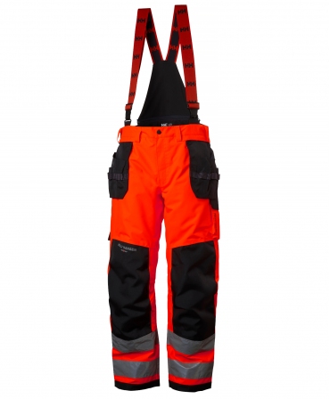 Pantaloni de lucru Helly Hansen Alna Shell Construction, reflectorizanti, HVC2, rosu/negru, fata