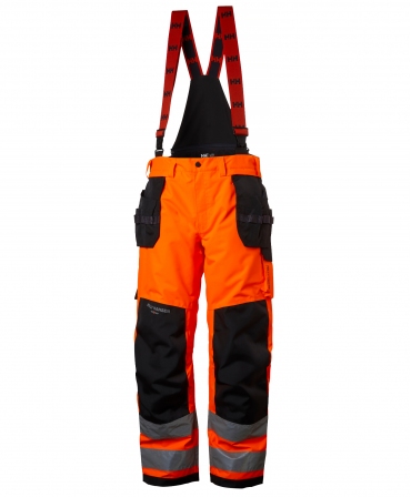 Pantaloni de lucru Helly Hansen Alna Shell Construction, reflectorizanti, HVC2, portocaliu/negru, fata