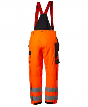 Pantaloni de lucru Helly Hansen Alna Shell Construction, reflectorizanti, HVC2, portocaliu/negru, spate