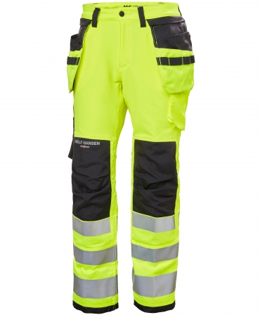 Pantaloni de lucru dama Helly Hansen Luna Construction, reflectorizanti, HVC2, galben/negru, fata