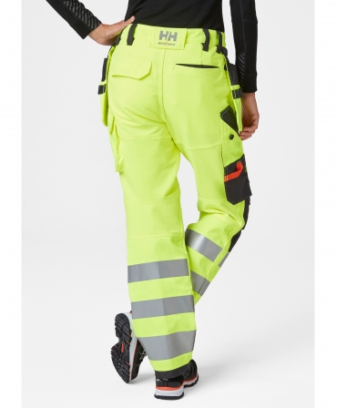 Pantaloni de lucru dama Helly Hansen Luna Construction, reflectorizanti, HVC2, galben/negru, imbracati, spate