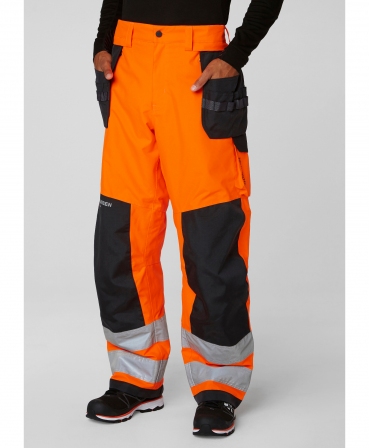 Pantaloni de lucru de iarna Helly Hansen Alna Winter Construction, reflectorizanti, HVC2, portocaliu/negru, imbracati, fata
