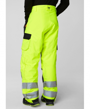 Pantaloni de lucru de iarna Helly Hansen Alna Winter Construction, reflectorizanti, HVC2, galben/negru, imbracati, spate