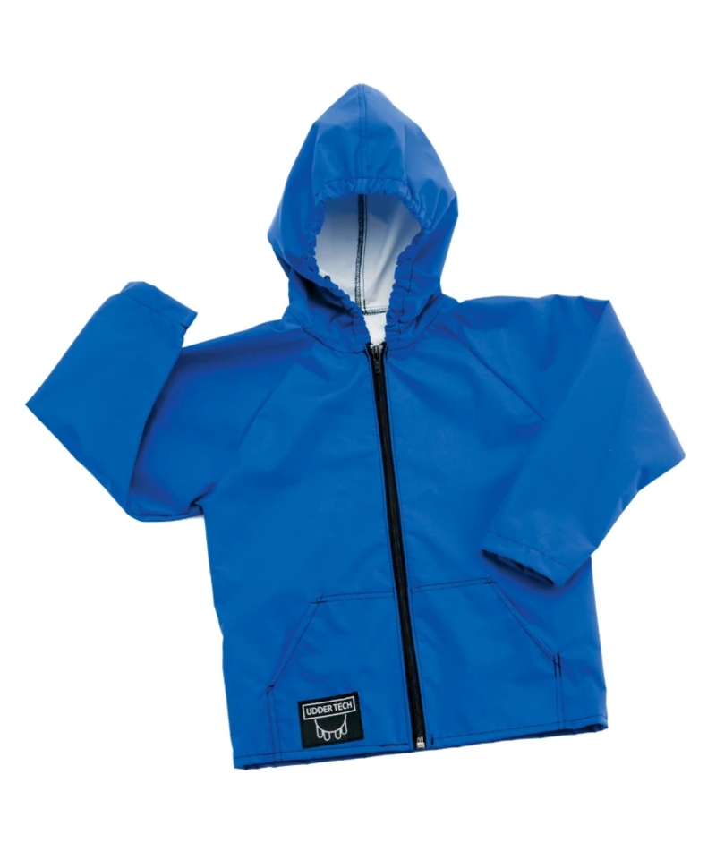 Jacheta copii cu gluga Udder Tech, nailon - impermeabila, fermoar intreg, albastra