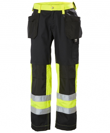 Pantaloni de lucru Helly Hansen Alta Construction, reflectorizanti, HVC1, galben/gri inchis, fata