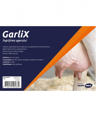 Seringi intramamare fara antibiotic pentru tratamentul mastitelor la vaci, Dairy MAX GarliX, eticheta