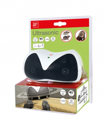 Dispozitiv cu ultrasunete pentru alungarea rozatoarelor, Swissinno Ultrasonic, 30 mp, ambalaj