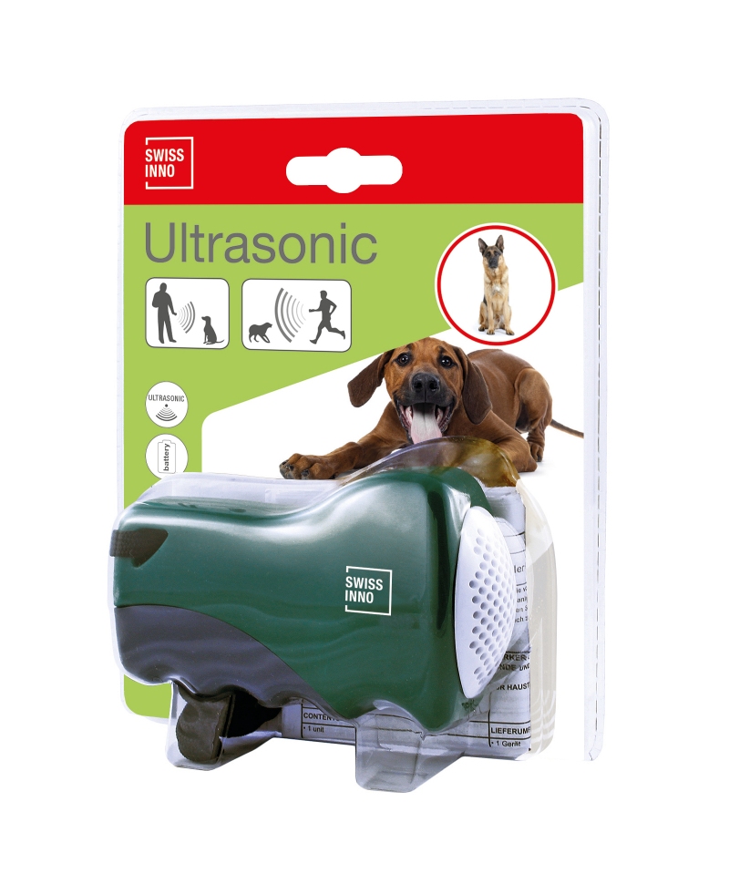 Dispozitiv cu ultrasunete pentru alungarea cainilor, Swissinno Ultrasonic Dog Repeller, ambalaj