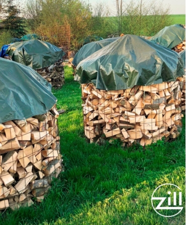 Prelata impermeabila tarpaulin rotunda Zill PolyTarp PE, verde, 210 g/m², pusa peste lemne