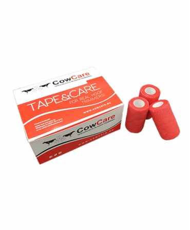Rola bandaj adeziv elastic 10cm x 4,5m pentru ingrijirea si tratamentul ongloanelor, CowCare Tape & Care, cutie, rosu