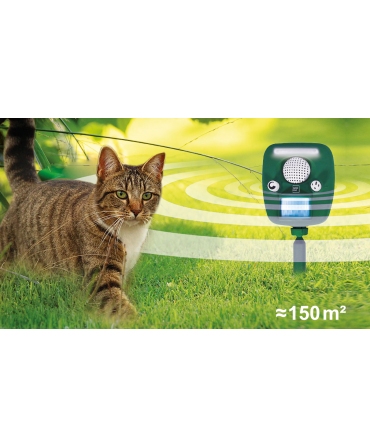 Dispozitiv cu ultrasunete pentru alungarea animalelor, incarcare solara, Swissinno Ultrasonic Animal Repeller PRO, amplasat
