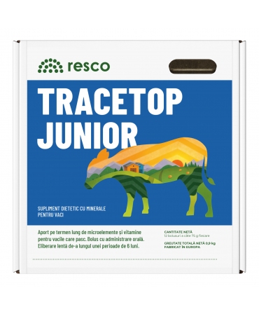 Bolusuri cu eliberare lenta de microelemente pentru vaci, Resco Tracetop Junior, cutie 12 bucati
