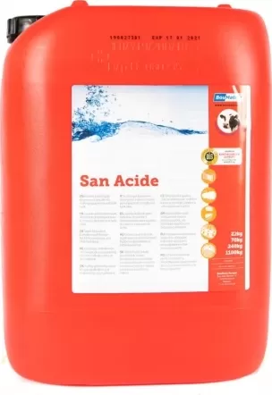 Detergent acid lichid BouMatic San Acide, pentru instalatii de muls si tancuri de racire, 22 kg
