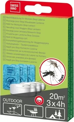 Set 3 pastile si lumanari, rezerve pentru felinarul indepartare tantari Swissinno Mosquito Stop Lantern, actiune 12h, cutie