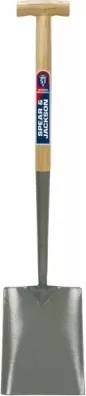 Lopata patrata mare 950 mm cu lama otel carbon, coada lemn, maner T lemn, Spear & Jackson Neverbend Professional, produs