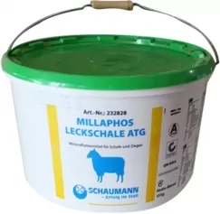 Bloc de lins cu vitamine si minerale pentru ovine, Schaumann Millaphos Leckschale, galeata 15 kg