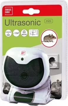 Dispozitiv cu ultrasunete pentru alungarea rozatoarelor, Swissinno Ultrasonic Mini, 15 mp, ambalaj