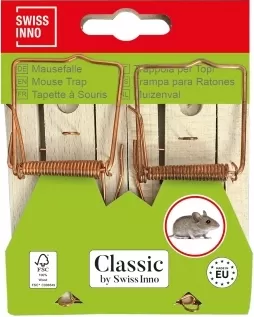 Capcana clasica soareci, lemn FSC, Swissinno Mouse Trap Classic, set 2 bucati