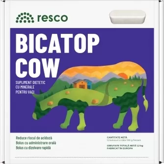 Bolusuri cu eliberare rapida de bicarbonat pentru vaci, Resco Bicatop Cow, cutie 12 bucati