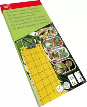 Placi adezive galbene pentru capturarea insectelor zburatoare, 24 x 10cm, Swissinno Yellow Adhesive Boards, set 5 bucati